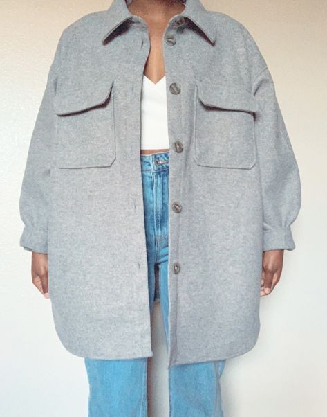 Sobrecamisa Mujer Outfit, Chemise Outfit, Best Winter Coats, Grey Jacket, 2020 Fashion Trends, Killing It, Muslim Fashion Outfits, Jean Trends, 2020 Fashion