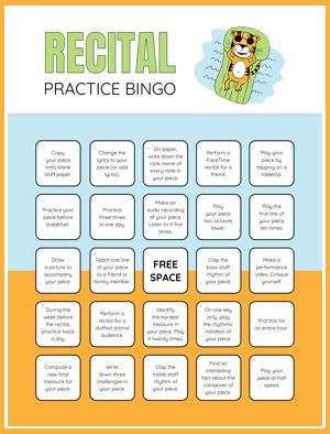 Recital Practice Bingo - WunderKeys Piano Games, Vocal Lessons, Piano Recital, Piano Practice, Music Practice, Bingo Printable, Piano Teaching, Piano Lessons, Teaching Music