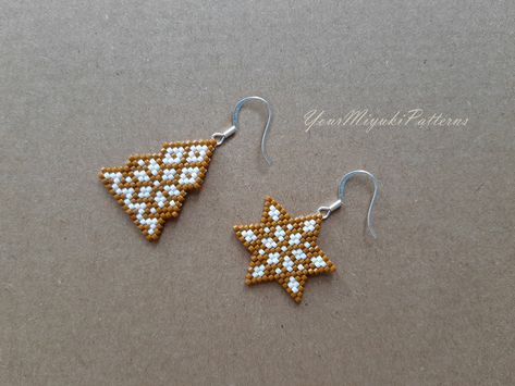 Christmas Bead Patterns, Christmas Brick Stitch Earrings, Christmas Beading Patterns, Seed Bead Christmas Tree, Christmas Brick Stitch, Brick Stitch Christmas, Seed Bead Brick Stitch, Christmas Beaded Earrings, Bead Brick Stitch