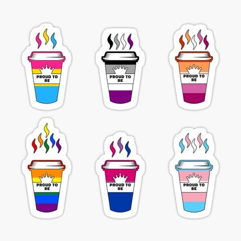 Lgbtq Stickers Aesthetic, Pride Stickers Aesthetic, Queer Slogans, Lgbtq Cartoon, Nonbinary Art, Lgbtq Stickers, Lgbt Flags, Rainbow Drinks, Lgbt Sticker