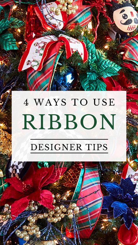 Ribbon Hacks, Christmas Ribbon Crafts, Christmas Tree Decorating Tips, Christmas Tree Decorations Ribbon, Decoration Storage, Tree Ribbon, Christmas Tree Decorating Themes, Christmas Tree Tops, Christmas Tree Bows