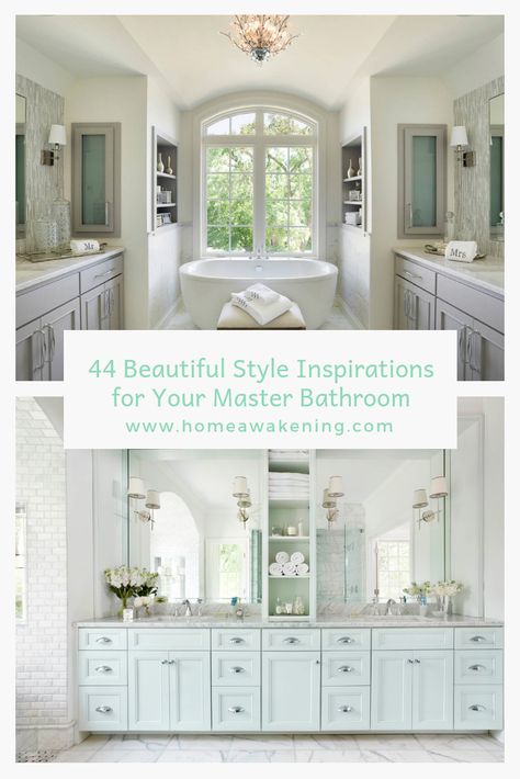 Discover 44 brilliant master bathroom designs and ideas #bath #bathroom #homedesign 4 Piece Bathroom Ideas, Classic Bathroom Floors, Beautiful Master Bathrooms Luxury, Grand Bathroom Luxury Master Bath, White Master Bathrooms Luxury, Amazing Bathrooms Master Baths, White Master Bath Ideas, Large Master Bath Ideas, Unique Master Bath