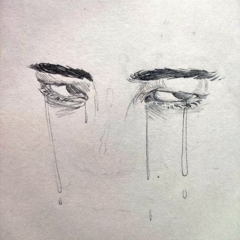 Tears In Eyes Reference, Dry Eyes Drawing, Draw Tears Eye, Tears Sketch Tutorial, Tears Reference Realistic, Tear Art Reference, How To Draw A Tear Drop From An Eye, Tear Falling Drawing, Eyes With Tear Draw