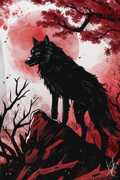 The newest commissions we got from one of our customers where they asked us to create a personalized background for their phone with a wolf as their main theme! We settled for a simple & graphic color scheme to fit our client and we had a blast experimenting with the design. It was a lot of fun and we are glad to be able to share it with you guys! If you're interested in commissioning us, don't hesitated to reach out to our studio through any of our social medias or directly on our website! Lone Wolf Art, Moon Wolf, Main Theme, Lone Wolf, Blood Moon, Simple Graphic, Black Wolf, A Wolf, Phone Background