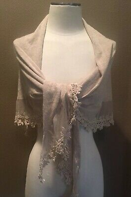 Unbranded Beige Knit Wrap Scarf Shawl W Lace Trim | eBay Knit Wrap, Wrap Scarf, Scarf Shawl, Scarf Wrap, Lace Trim, Shawl, Take A, Look At, Take That