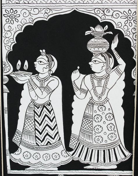 4 Scenes of Phad Painting Traditions | Artinue Phad Painting, Rajasthani Painting, Rajasthani Art, Madhubani Paintings, Indian Arts, Kalamkari Painting, Pichwai Paintings, Two Ladies, Indian Painting