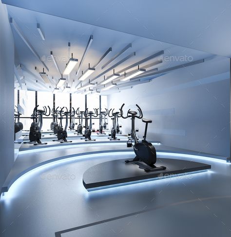 Blue Gym Interior, Blue Gym Aesthetic, Futuristic Gym, Gym Lighting, Gym Owner, Outdoor Exercises, Cardio Machines, Fitness Facilities, Planet Fitness Workout