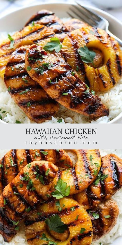 Chicken Pineapple, Flavorful Dinner, Pineapple And Coconut, Hawaiian Chicken, One Pot Dinners, Dinner Meal, Summer Recipes Dinner, Grilled Pineapple, Idee Pasto