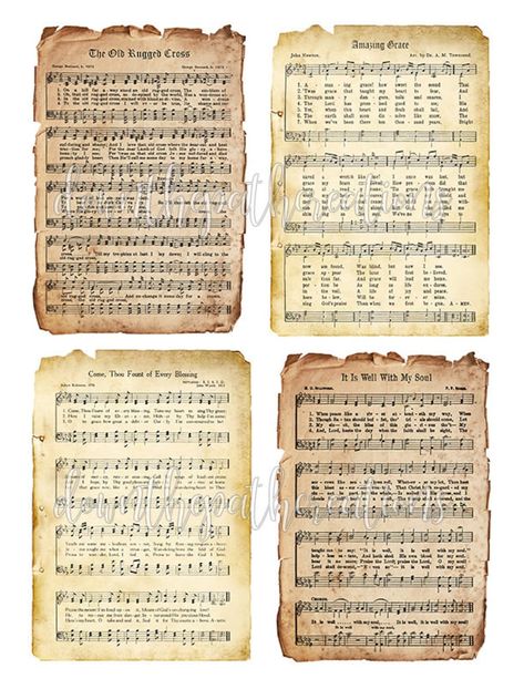 Music Table Decorations, Vintage Hang Tags, Sheet Music Decor, Hymnal Crafts, Printable Hymns, Fun Beauty Products, Printable Paper Patterns, Sheet Music Crafts, Hymn Sheet Music