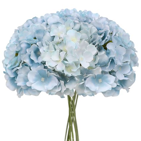 Wedding Party Table Decor, Hydrangeas Flowers, Wedding Party Table Decorations, Blue Hydrangea Flowers, Fake Hydrangeas, Party Table Decor, Home Wedding Party, Silk Hydrangeas, Wedding Party Table