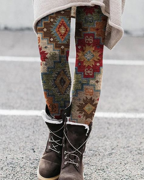 Western Leggings, Peacock Accessories, Navy Blue Fashion, Peacock Feather Earrings, Patchwork Sweatshirt, Fall Leggings, Ethnic Print, Stretch Leggings, Womens Tights