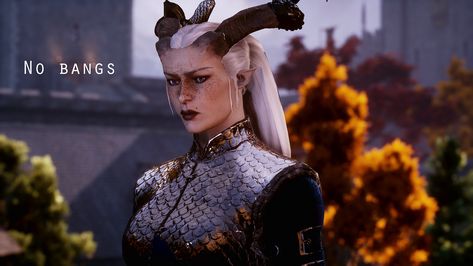 Qunari Long Ponytail Pack at Dragon Age: Inquisition Nexus - Mods and community Qunari Female, Dragon Age Qunari, Dragon Age Inquisitor, Long Ponytail, Dragon Age 3, Dragon Age Games, Dragon Age Series, Dragon Age Origins, Straight Bangs