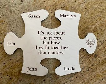 KobbTraptions - Etsy Puzzle Pieces Quotes, Valentine Resin, Puzzle Room, Valentine 2024, Puzzle Piece Art, Puzzle Quotes, Puzzle Piece Crafts, Pottery Display, Gifts Homemade