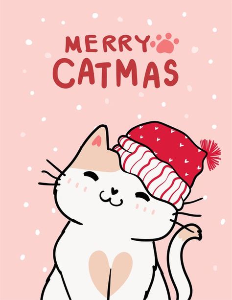 Descubre miles de vectores Premium disponibles en formato AI y EPS Merry Christmas Cute, Merry Catmas, Christmas Cute, Cute Cat, Merry Christmas, I Hope, Christmas, Red, White