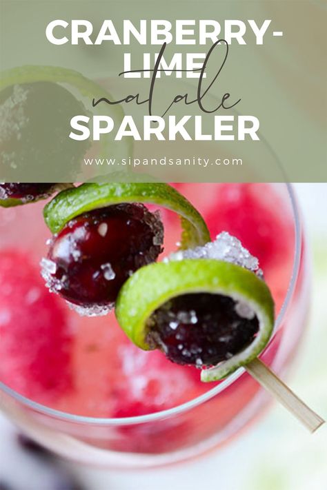 No matter what your holiday celebration looks like this year, it’s always a great idea to start with a festive cocktail (or mocktail)! All you need is cranberry juice, fresh limes, simple syrup and sparkling wine. Easy! Make it virgin by using sparkling grape juice or lemon-lime soda and have a cheery drink for everyone in the family. #holidaycocktail #easycocktail #christmascocktail #mocktail #festive #cranberry #lime #prosecco Sparkling Grape Juice, Simple Syrup Cocktails, Prosecco Cocktails, Cocktail Syrups, Sugared Cranberries, Make Simple Syrup, Cocktail And Mocktail, Cranberry Sauce Homemade, Lemon Lime Soda