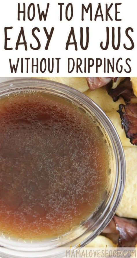 Aujus Sauce, Easy Au Jus Recipe, Jus Recipe, Au Jus Recipe, Beef Dip, Roast Beef Sandwich, Prime Rib Recipe, Sandwich Bar, French Dip Sandwich