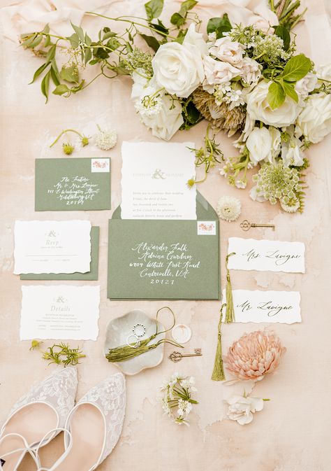 This green garden wedding invitation suite is perfect for a spring or summer wedding Photography: @andreasalazarphotography Stationery: @doolittlewedding Rentals: @capitalpartyrentals @daniellysboutique Florals: @wildflowerhillco Workshop Host: @wildflowerhillco #springwedding #summerwedding #weddingivation #weddinginvitations #invitations #invitationsuite #greenweddinginvitation #gardenweddinginvitation #tasslewedding #weddingdetails #calligraphy #weddingcalligraphy Green Garden Wedding, Cream Wedding Invitations, Summer Wedding Photography, Garden Wedding Invitation, Green Wedding Inspiration, Chic Invitation, Garden Wedding Invitations, Green Wedding Invitations, Cream Wedding