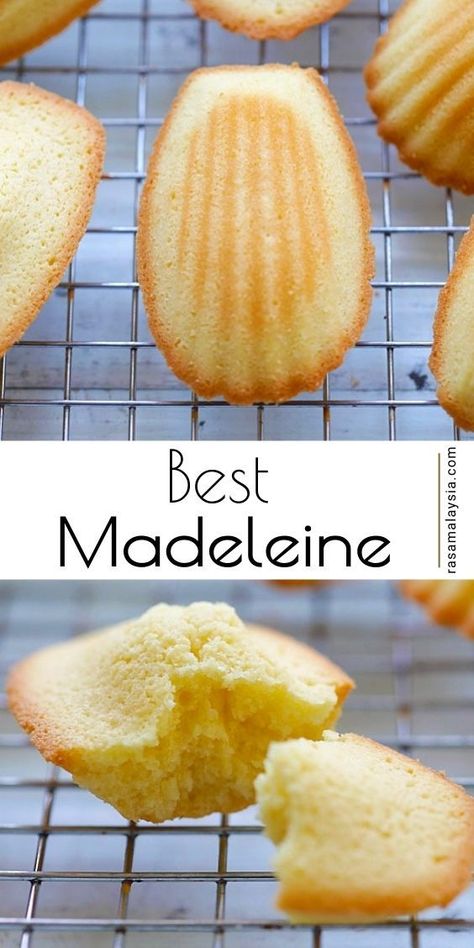 Madeline Cake, Madeline Cookies Recipe, Madelines Recipe, Madeleines Recipe, British Bake Off Recipes, Madeline Cookies, Madeleine Recipe, Rasa Malaysia, Macaroon Recipes