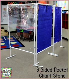 A Kindergarten Smorgasboard DIY 3 Sided Pocket Chart Stand | Smedley's Smorgasboard of Kindergarten | Bloglovin’ Pocket Chart Stand, Kindergarten Organization, Pocket Chart Activities, Kindergarten Smorgasboard, Classroom Hacks, Pvc Pipe Projects, Pvc Projects, Art Easel, Classroom Furniture