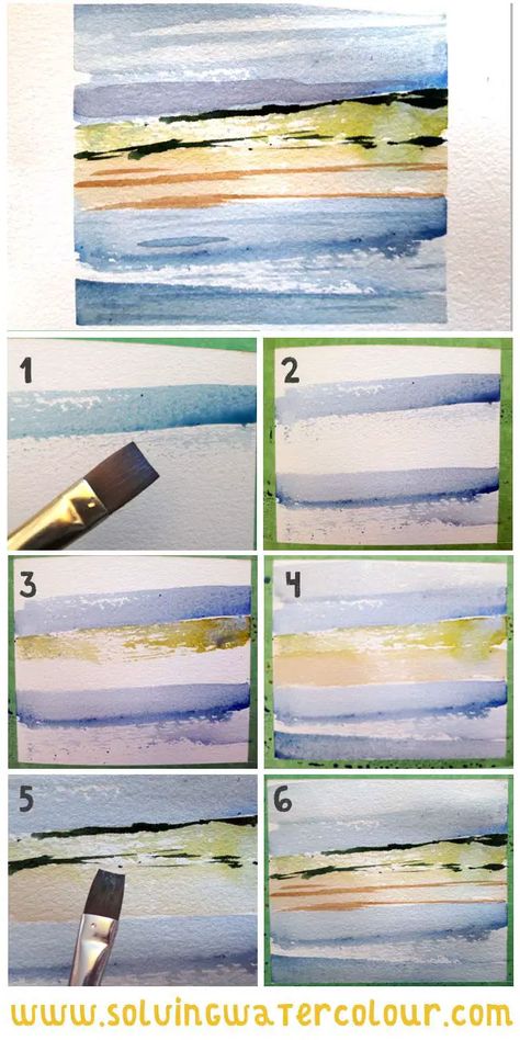 How To Paint Abstract Watercolors: 5 Inspiring Strategies - Solving Watercolour Watercolor Painting Steps, Beginning Abstract Painting Acrylics, Watercolor Seascapes Tutorial, Abstract Seascape Paintings, Abstract Watercolor Paintings Tutorials, Painting Tutorial Abstract, Abstract Watercolors, Ideas Watercolor, Abstract Watercolor Landscape