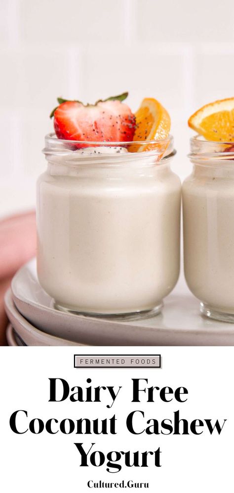 Cashew Milk Yogurt, Yogurt From Scratch, Coconut Yogurt Recipe, Wholesome Eating, Yogurt Starter Culture, Probiotic Food, Diy Yogurt, Cashew Yogurt, Almond Milk Yogurt