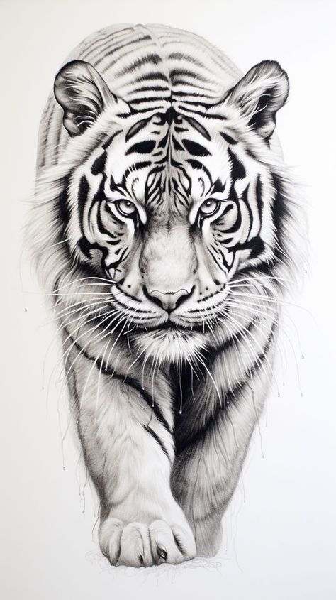 How To Draw A Tiger, Tiger Art Drawing, Tiger Sketch, Cute Owl Tattoo, Big Cat Tattoo, Realistic Animal Drawings, Animal Sleeve Tattoo, Tiger Artwork, Lion Head Tattoos