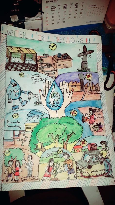 Poster making on water is precious Importance Of Water Poster, Water Resources Poster, Kalikasan Poster, Herbarium Sheet, Poster Making Ideas, Phone Painting, Save Water Drawing, Save Water Poster Drawing, Save Water Poster