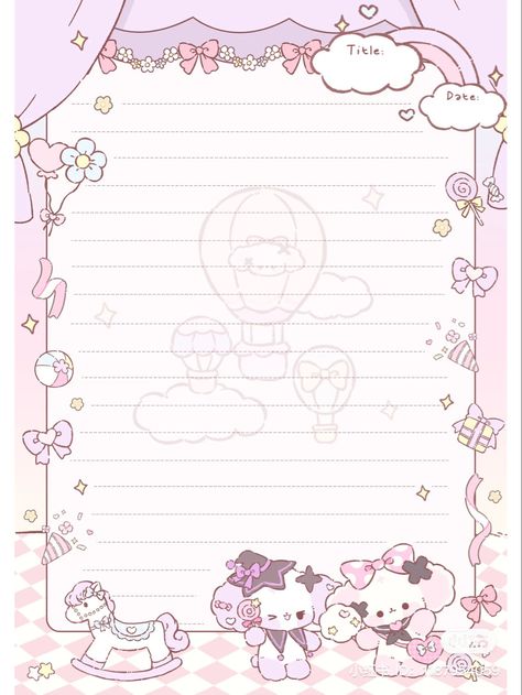 Kawaii Goodnotes Template, Memo Notepad Printable, Cute Memo Pads Printable, Cute Notepad, Memo Pad Design, Cute Note, Hello Kitty Printables, Writing Paper Printable Stationery, Note Pad Design