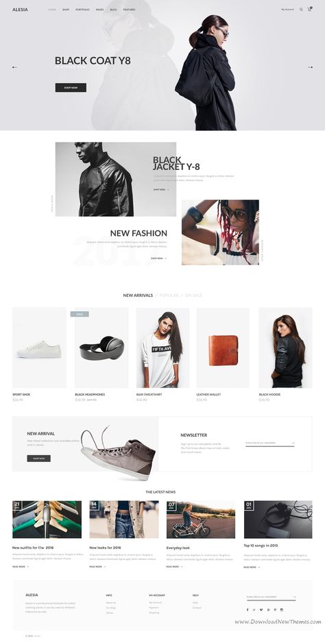 ALESIA is an #eCommerce #HTML #template with clean, modern and professional design. Includes 10 home pages, 7 shop variations, 2 product page layouts, 6 headers, 4 blog styles and many more options which gives you plenty of choices. Desain Ux, Fashion Web Design, Fashion Website Design, Online Store Design, Ecommerce Web Design, Webdesign Inspiration, Shopify Website Design, Shopify Design, Ecommerce Web