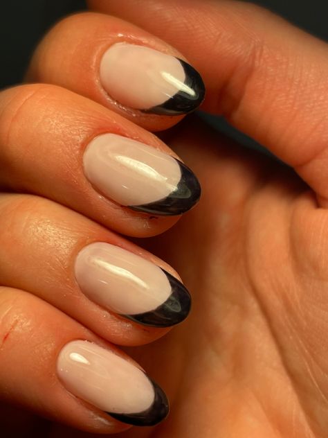 Black french tip gel nails Black French Tip Gel Nails, French Tip Gel, French Tip Gel Nails, Black French Tip, Black French Tips, Black French, Gel Nails, Nails, Beauty