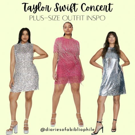 Eras Tour Outfits Lover Plus Size, Sequin Dress With Sneakers, Eras Tour Plus Size, Plus Size Taylor Swift Concert Outfit, Silver Sequin Dress Plus Size, Plus Size Eras Tour Outfits, Plus Size Sequin Shirt Dress, Taylor Swift Eras Tour Disney Plus, Eras Tour Dress