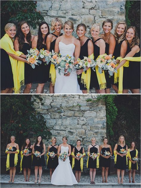 navy bridesmaid dresses with yellow shawls #nauticalwedding #navywedding http://www.weddingchicks.com/2013/12/05/navy-and-yellow-nautical-wedding/ Muslim Prom Dress, Blue Yellow Weddings, Roche Harbor, Navy Bridesmaids, Wedding Navy, Black Bridesmaid, Vintage Wedding Photography, Navy And Yellow, Simple Gowns