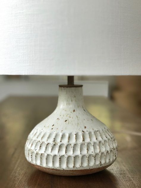 Pottery Lamp Base, How To Make Ceramic, California Craftsman, Pottery Lighting, White Ceramic Lamps, Ceramic Lamp Base, Ceramic Lamps, Craftsman Bungalow, Pottery Lamp