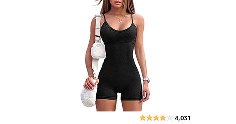 Amazon.com: OQQ Women's Yoga Rompers Sexy One Piece Spaghetti Strap Tummy Control Padded Sports Bra JumpSuits : Clothing, Shoes & Jewelry Fitness Poses, Random Clothing, Short Noir, Rompers Womens Jumpsuit, Black Fitness, Earthy Outfits, Fitted Jumpsuit, Padded Sports Bra, Long Torso