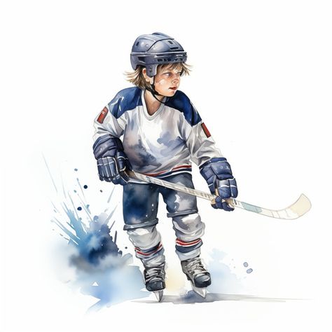 10 Children Hockey Clipart Ice Hockey Illustration, Hockey Images, Hockey Clipart, Hockey Sport, Hockey Art, Social Medi, Watercolor Clip Art, Sports Images, Sport Hockey