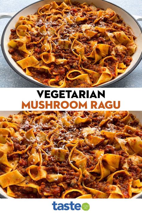 It looks like beef ragu, it tastes like beef ragu, but the best thing about this ragu is there is absolutely zero meat! We used our slow cooker beef ragu recipe base (which you can find at Coles) so it’s super quick and easy to prepare. Our top tip: allow all the liquid to reduce while cooking as it helps concentrate all the rich flavours together- it’s what ragu is famous for after all. And just like its meat equivalent, you can freeze this mushroom version, too. Slow Cooker Beef Ragu, Beef Ragu Recipe, Mushroom Ragu, Beef Ragu, Ragu Recipe, Slow Cooker Vegetarian, Food Tasting, Slow Cooker Beef, Tomato Recipes