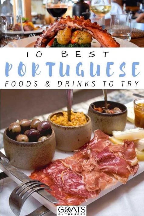 Wondering what to eat during your trip to Portugal? Here are 10 best Portuguese foods & drinks to try from around the country! From traditional Portuguese food to fun foodie experiences, we've rounded up some incredible dishes! | #TravelTips #TraditionalFood #WhatToEat Portugese Food Traditional, Traditional Portuguese Cuisine, Portuguese Easter Recipes, Portugal Appetizers, Portuguese Food Traditional, Portuguese Appetizer Recipes, Portuguese Charcuterie Board, Portuguese Empanadas, Portuguese Side Dishes