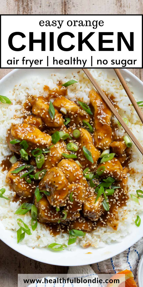 This better-than-take-out air fryer orange chicken is crispy, juicy, and coated in a healthy homemade orange sauce. Ready in under 15 minutes, it’s gluten-free and made without refined sugar, oil, or flour. Perfect for a quick and delicious weeknight dinner! Air Fryer Orange Chicken Recipe, Air Fried Buffalo Chicken, Low Sodium Sauces, Crispy Tilapia, Fried Buffalo Chicken, Air Fryer Orange Chicken, Paleo Orange Chicken, Gluten Free Orange Chicken, Salmon Sweet Potato