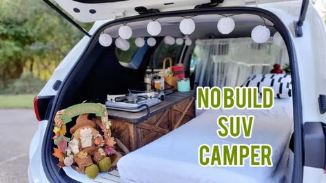 Car Camping Conversion, Car Camping Storage Ideas, Camping Suv Ideas, Hyundai Tucson Camping, Hyundai Santa Fe Car Camping, Suv Home, Suv Living Ideas, Mini Van Camper Conversion, Suv Camping Hacks