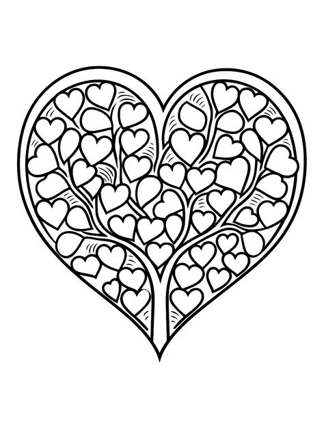 Human Heart Diagram, Easy Heart Drawings, Shape Coloring Pages, Tree Coloring, Mindfulness Colouring, Frog Coloring Pages, Puppy Coloring Pages, Heart Doodle, Heart Coloring Pages