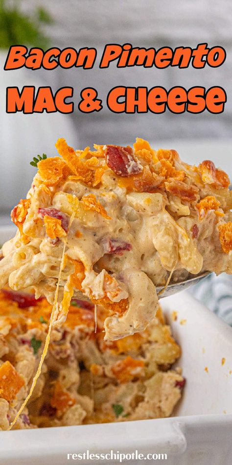 Looking for the ultimate comfort food? This Southern bacon pimento mac and cheese recipe is creamy, cheesy, and packed with savory flavor! Follow for more great recipes! Pimento Mac And Cheese, Sweet Potato Dinner, Pimento Cheese Recipes, Potato Dinner, Hearty Comfort Food, Pumpkin Cream Cheeses, Mac And Cheese Recipe, Pimento Cheese, Macaroni Cheese