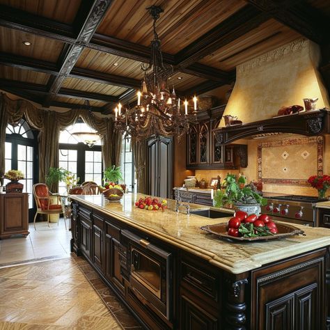 40 Old-World Kitchen Designs That Perfectly Blend History with Style Classic Interior Design Kitchen, Old World Dining Room, Antique Fixtures, Nice Kitchens, Ornate Kitchen, Old World Kitchens, Arizona Homes, Traditional Kitchens, Elegant Kitchen Design