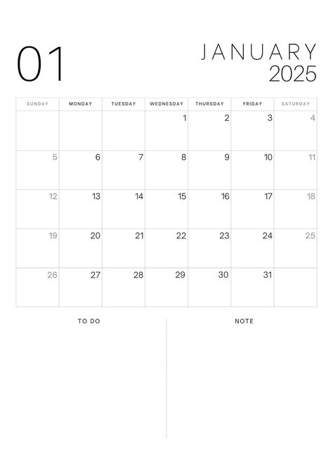 Black and White Simple Minimalist 2025 Year Planner A4 - Templates by Canva Free Printable Calendar Templates 2025, 2025 Calendar Printable Free, A4 Template, 2025 Year, Monthly Planner Template, Bullet Journal Paper, Year Planner, Notes Journal, Photo Collage Maker