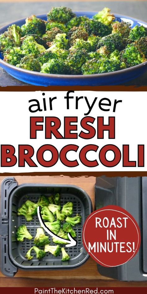 Say goodbye to mushy, overcooked broccoli! Air frying is the new way to cook fresh broccoli. Roasting broccoli in the air fryer preserves nutrients, enhances flavor, and delivers delicious results every time. Such a healthy recipe! Airfryer Broccoli Recipes, Cook Fresh Broccoli, Broccoli Air Fryer Recipes, Air Fryer Broccoli Recipes, Broccoli In Air Fryer, Broccoli In The Air Fryer, Roasting Broccoli, Cooking Fresh Broccoli, Oven Roasted Broccoli