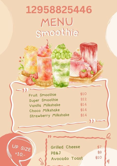 Cafe Ideas Design, Smoothie Store, Tea Store Design, Drink Menu Template, Summer Decal, Brown Illustration, Smoothie Menu, Ice Cream Menu, Smoothie Shop