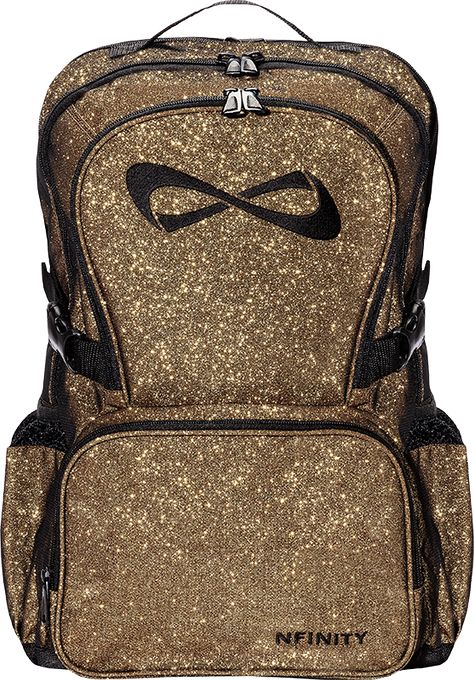 GOLD!!! Nfinity Backpack, Nfinity Cheer, Cheer Backpack, Cheer Gear, Cheer Bag, Cheer Workouts, Cheer Practice, Cheer Hair, All Star Cheer