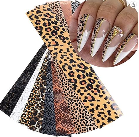 Leopard Print Nail Art Stickers Holographic Foils Animal Skin Design Nail Foil Adhesive Decals for Acrylic Nails Supplies Manicure Tips Decorations 10pcs Leopard Print Nail Art, Nails Supplies, Leopard Print Nail, Leopard Nail Art, Brown Nail Art, Acrylic Nail Supplies, Print Nail Art, Animal Print Nails Art, Gifts For Female Friends