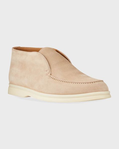 Get free shipping on Loro Piana Open Walk Suede Booties at Neiman Marcus. Shop the latest luxury fashions from top designers. Loro Piana Boots, Tennis Skirt And Sweatshirt, Loro Piana Open Walk, Loro Piana Shoes, Dress Old Money, Ralph Lauren Looks, White Tennis Skirt, Tailored Clothes, Deck Shoes