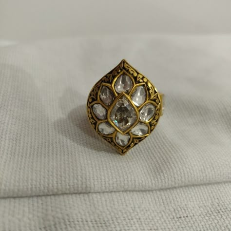 Kundan Rings, Jai Sri Ram, Uncut Diamond Ring, Rajputi Jewellery, Sri Ram, Antique Gold Jewelry Indian, Traditional Indian Jewellery, Plaster Wall Art, Diamond Cluster Earrings