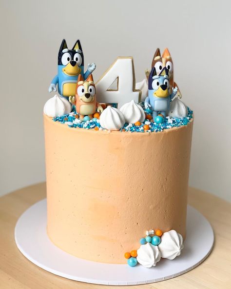 Bluey Cake Cake Mum on Instagram: “🧡💙 . . . . . @cakemum_ #cakemum#buttercream#blueycake#bingocake#chocmud” Bluey Cake Two Tier, 2 Tier Bluey Cake Ideas, Bluey Cake Ideas Smash Cake, Bluey Birthday Cake Square, Bluey Sheet Cake For Girl, Bingo Cake, Kids Birthday Party Decoration, Bluey Party, Bluey Birthday